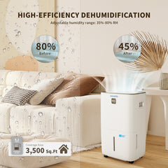 50-Pint Dehumidifier with Built-in Pump, White