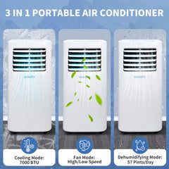 7,000 BTU Portable Air Conditioner, White