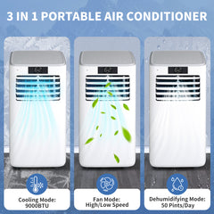 9,000 BTU Portable Air Conditioner, White